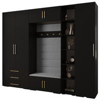 GARDEROBEN-SET 236,7/290/47 - Goldfarben/Schwarz, Holz/Kunststoff (290/236.7/47cm) - Abiks Möbel