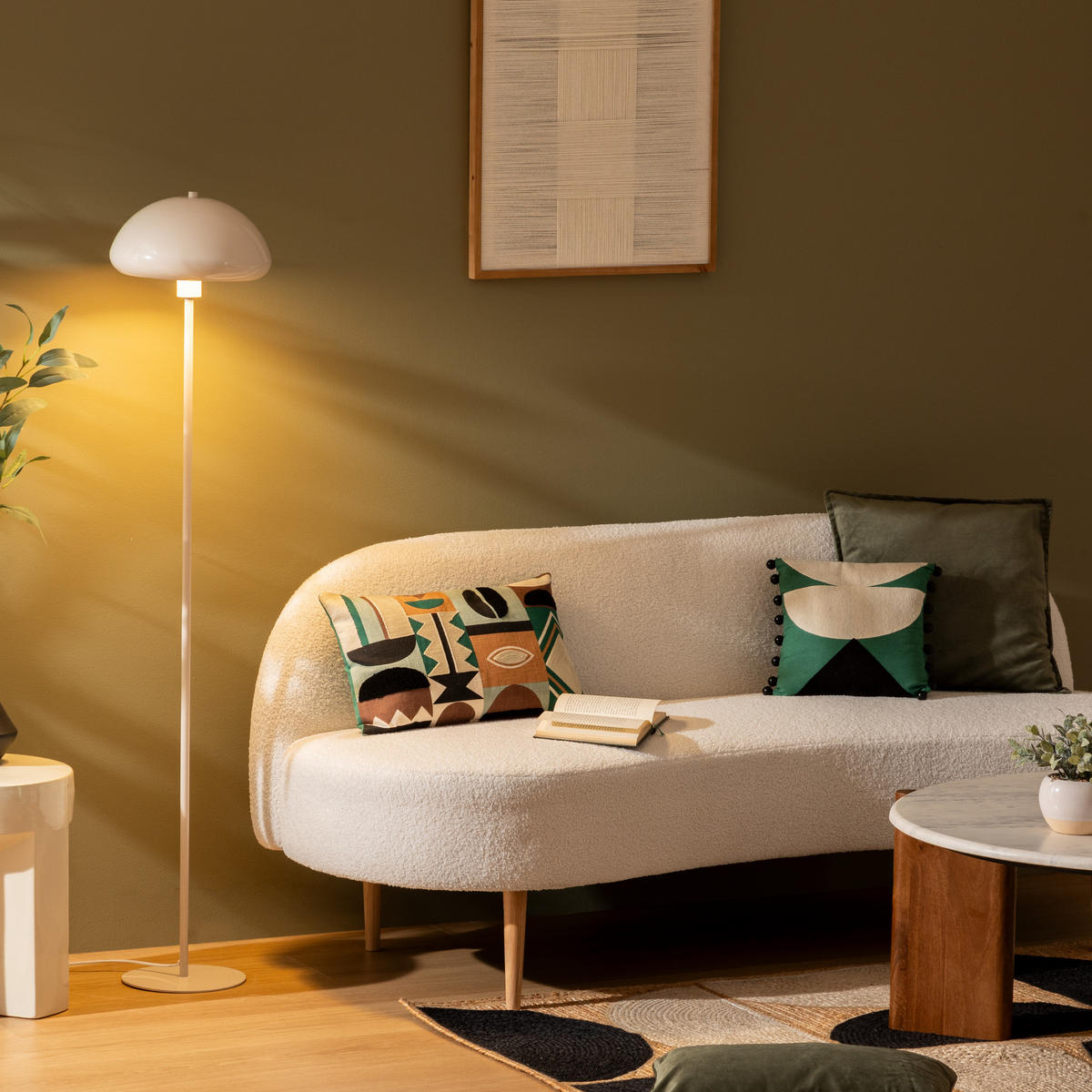 STEHLAMPE Pilz Savio 140 cm - Beige, Metall (28/28/140cm) - Atmosphera Createur d´interieur