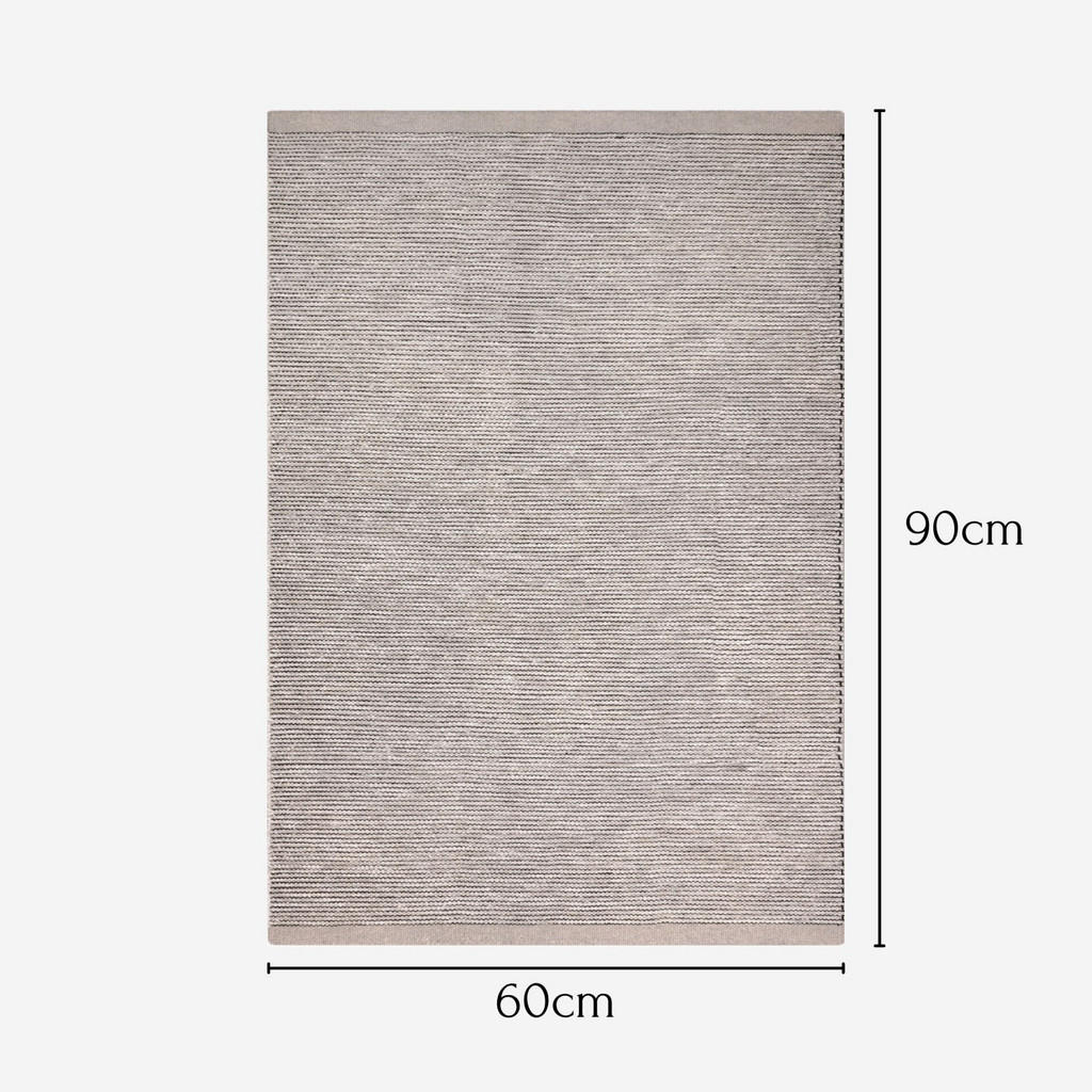 Thumbnail - My-Rug Wollteppich, Grau, Naturmaterialien, 60x90 cm, antistatisch, schmutzabweisend, strapazierfähig, UV-beständig, Tep...
