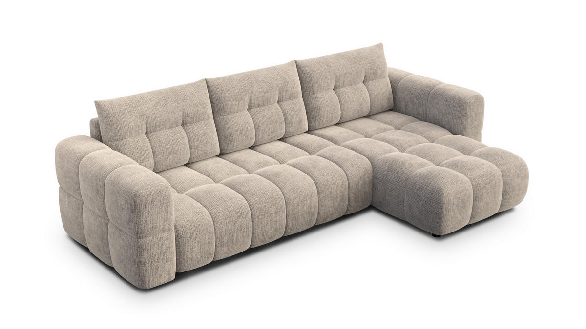 ECKSOFA CLOUDI 4-Sitzer rechts, beige - Beige/Schwarz, Holz/Textil (294/160cm) - Courtois Laville