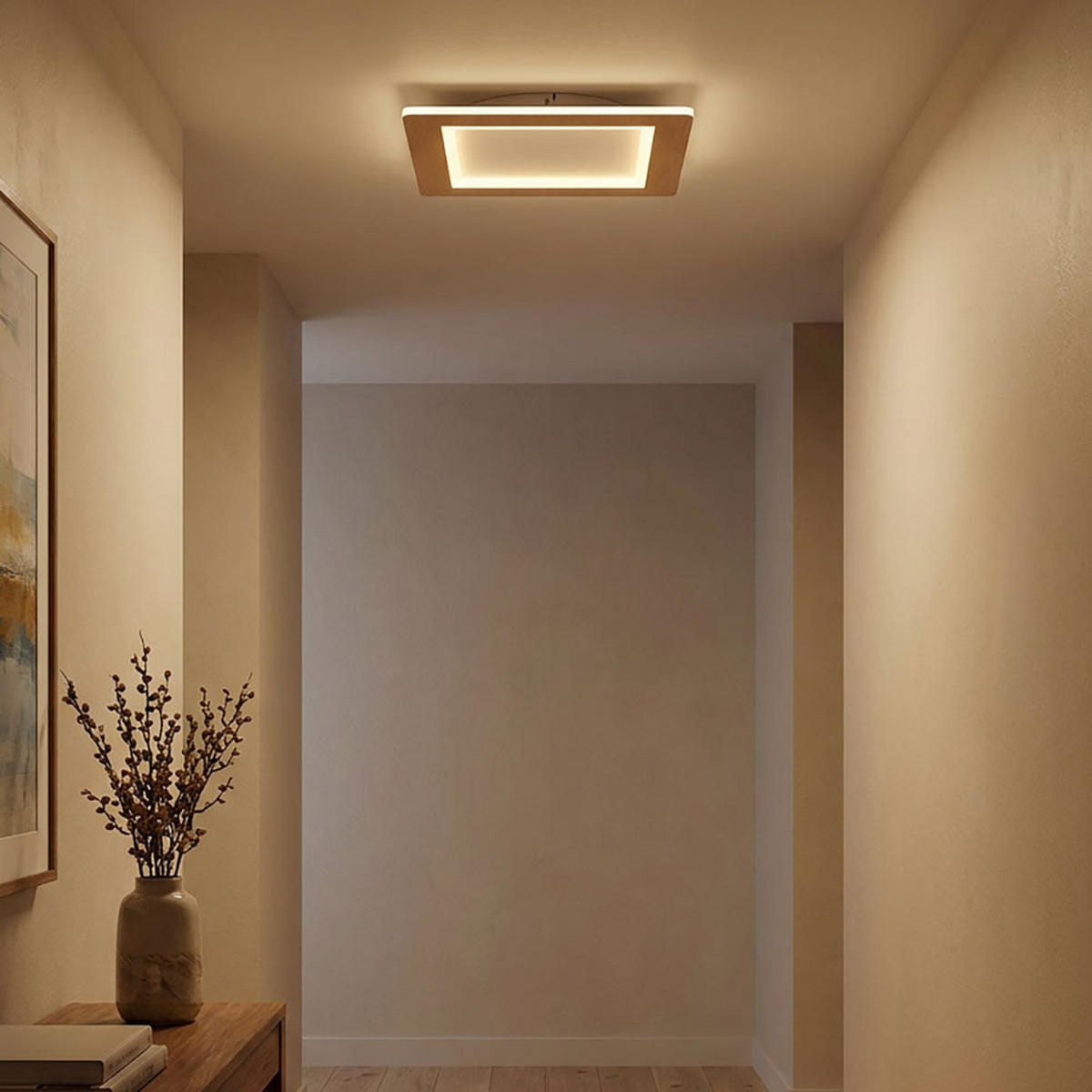 LED DECKENLEUCHTE Metall Holzoptik Braun CLAY - Braun, Metall (40/40/5cm) - Globo Lighting