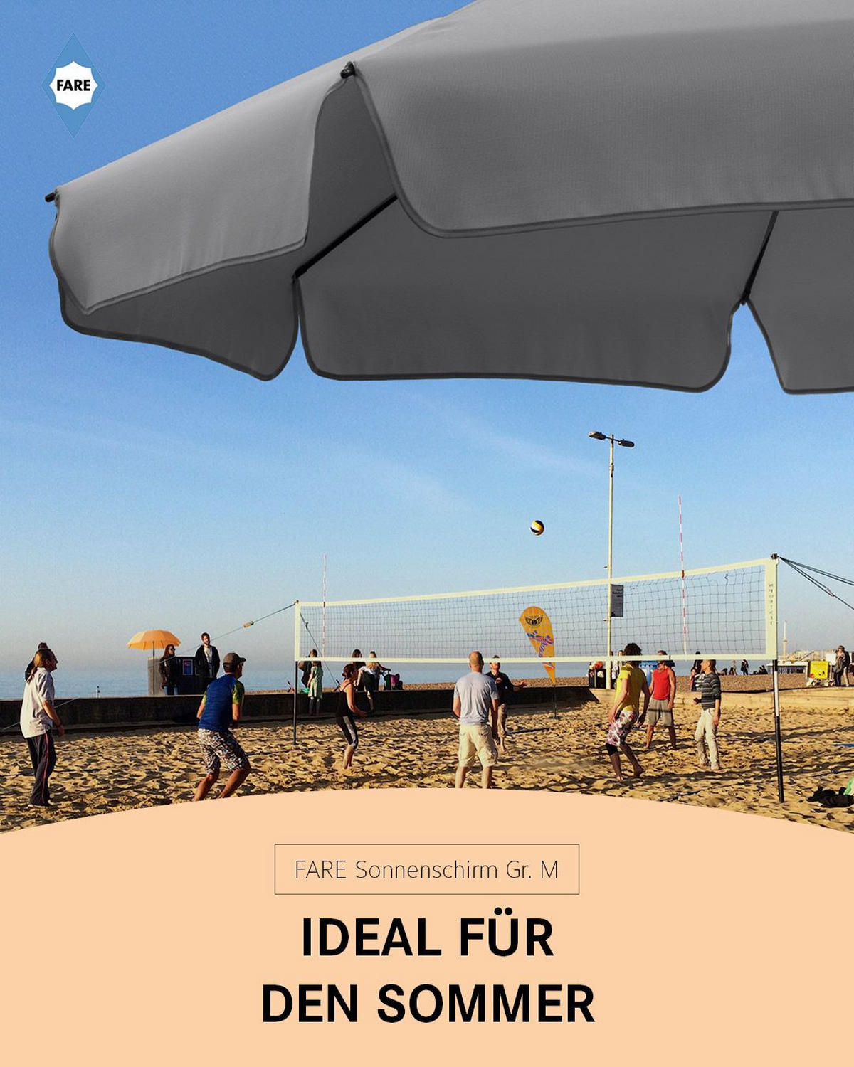 SONNENSCHIRM 180/180/127 cm - Grau, Kunststoff (180/180cm) - FARE
