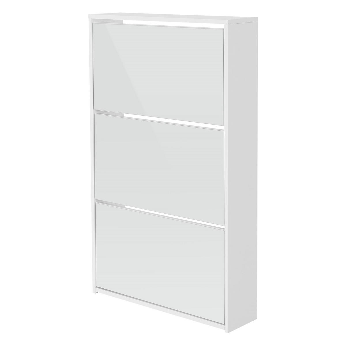 SCHUHSCHRANK mit Spiegel - Weiß, Holzwerkstoff (17/113/63cm) - ML-DESIGN