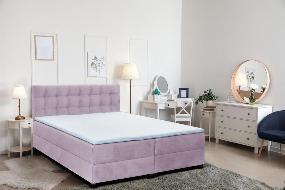 BOXBETT Malmo 200x200 cm mit Topper, zwei Bettkästen und Matratze, rosa - Rosa, Kunststoff (200/200cm) - Margaret Hadas24