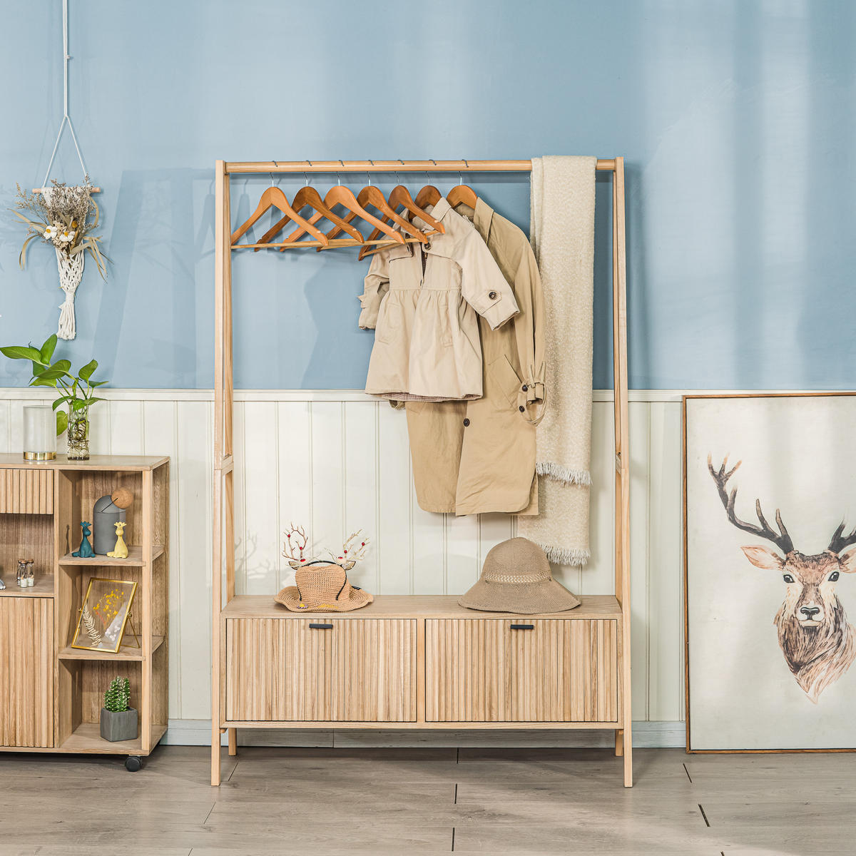 GARDEROBE Holz Braun - Braun, Holz (110/165/36cm) - Nordlys