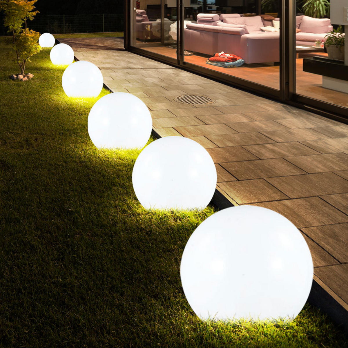 LED AUSSENLEUCHTE Solarkugel Weiß 15 cm 2er Set - Weiß, Kunststoff (15/15/42.5cm)