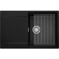 SPÜLBECKEN San Francisco, 2-er set Schwarz 78/50 cm 1 Becken + Ablauf-Set + Aufrollbare Abtropffläche ab 50er Unterschrank - Chromfarben/Schwarz, Kunststoff (78/20/50cm) - Primagran