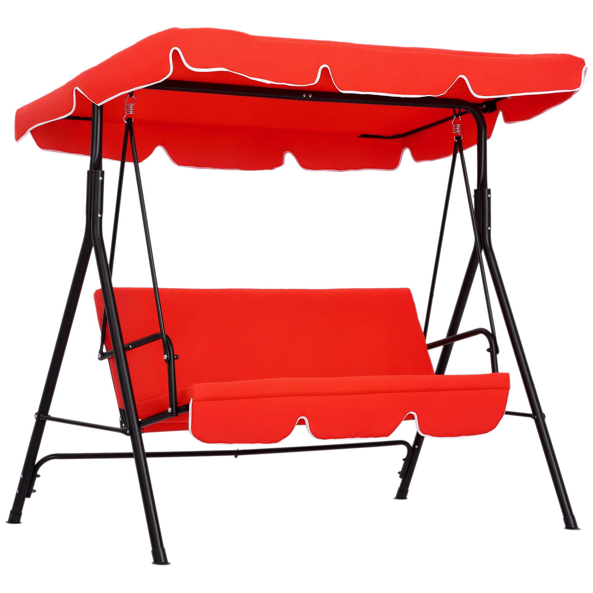 HOLLYWOODSCHAUKEL DE-15227 3-Sitzer mit verstellbarem Dach Rot - Rot, Metall (110/152/172cm) - ComfortXL