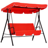 HOLLYWOODSCHAUKEL DE-15227 3-Sitzer mit verstellbarem Dach Rot - Rot, Metall (110/152/172cm) - ComfortXL