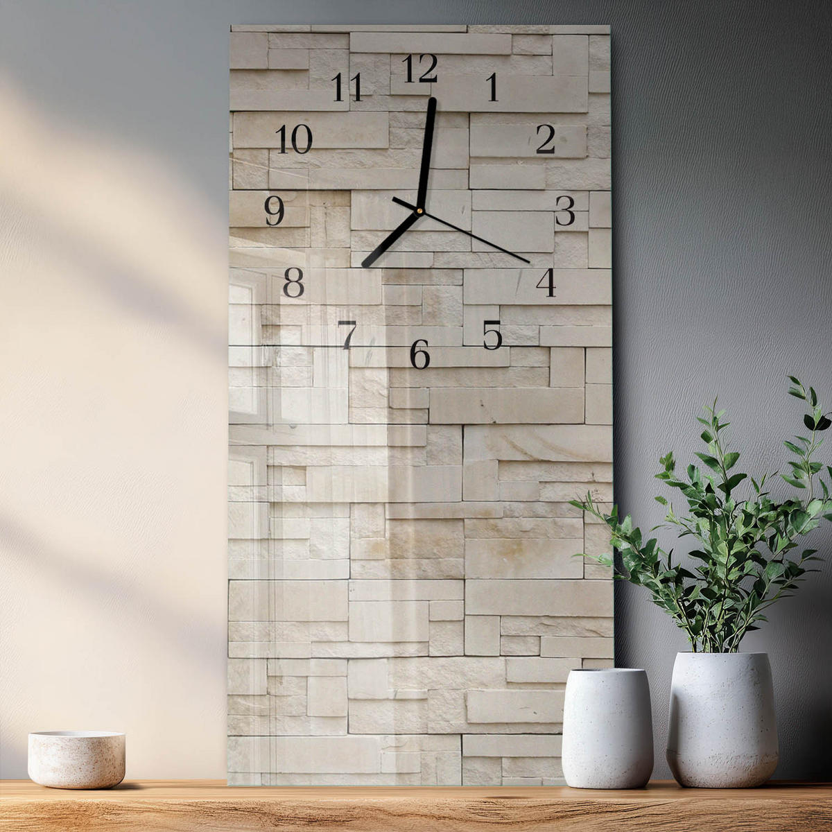 WANDUHR 60x30 cm - Meadow Bridge - Braun, Glas (30/60/0.4cm) - TULUP