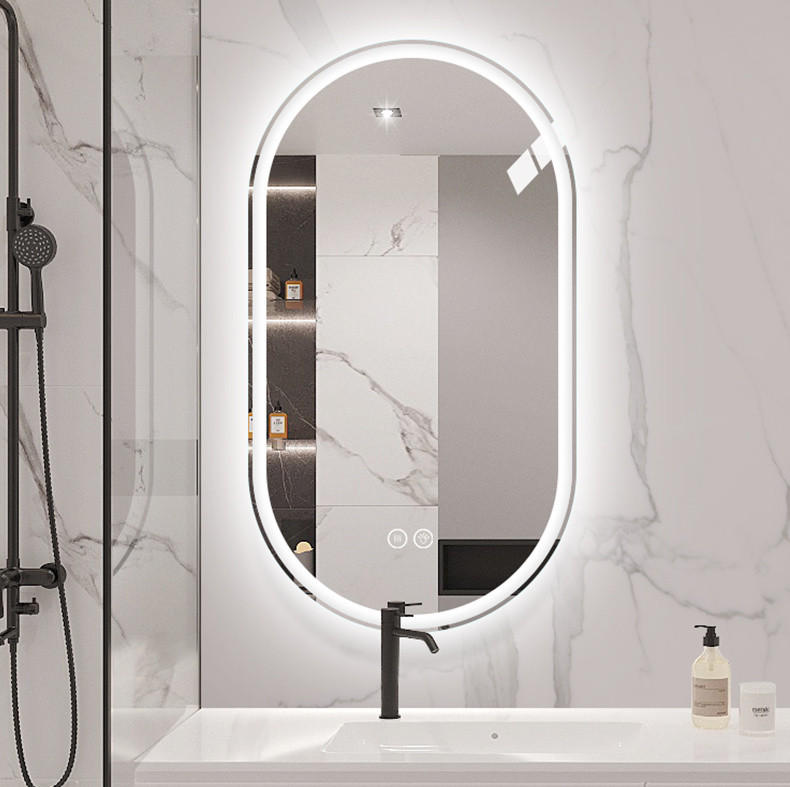 LED Badezimmerspiegel 90x60x3cm Silber, 3 Lichtfarben dimmbar mit Entspiegelungsfunktion - Silberfarben, Glas (3/90/60cm) - Modfu