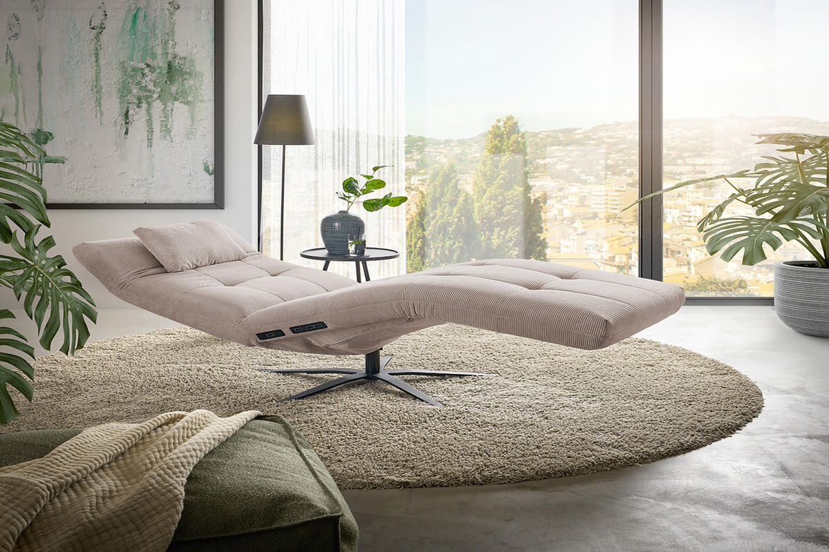 RELAXLIEGE LETICIA Beige Cord - Beige/Schwarz, Textil/Metall (82/115/156cm) - KAWOLA