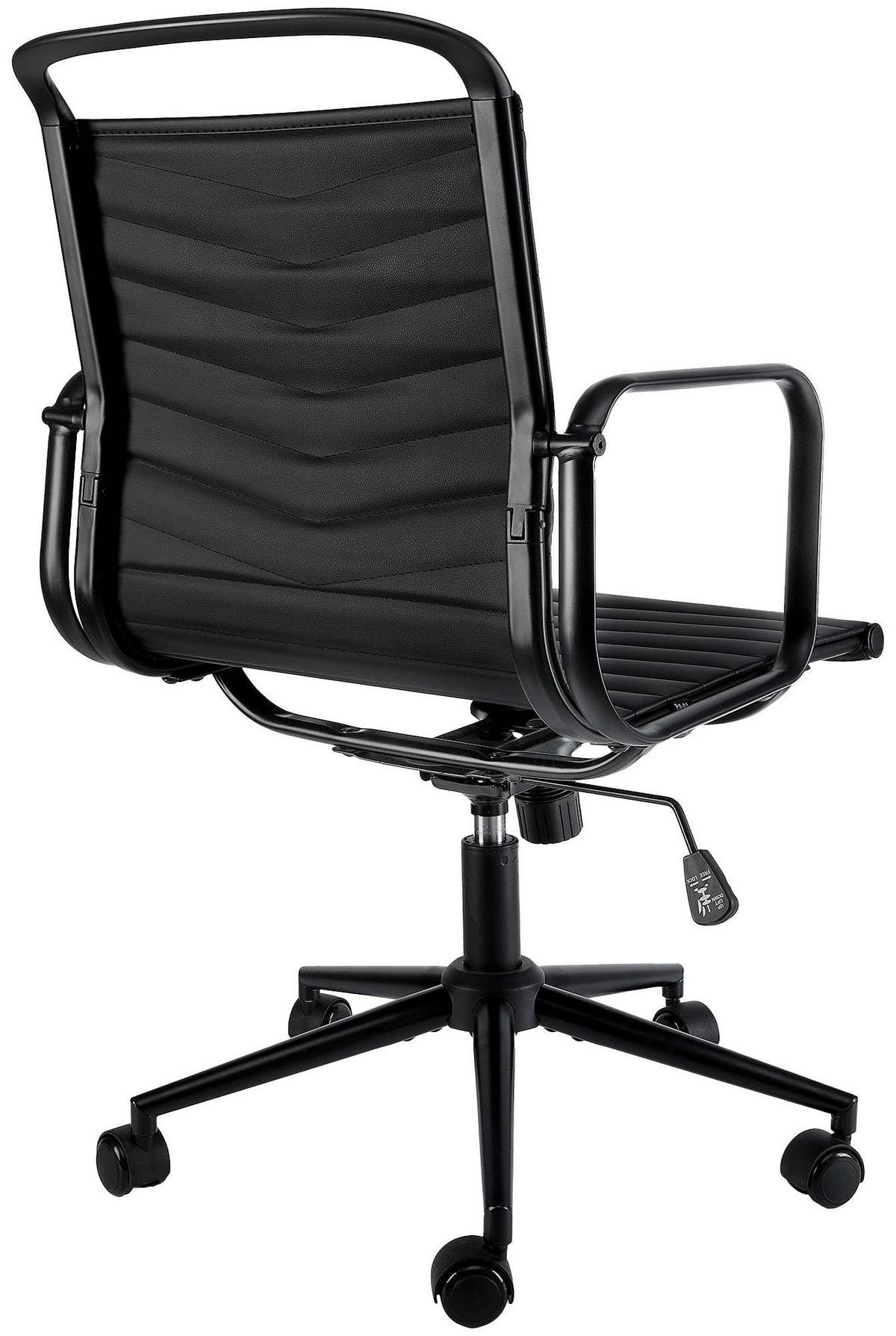 CHEFSESSEL Lederlook Schwarz - Schwarz, Textil/Metall (54/93/65cm) - CLP