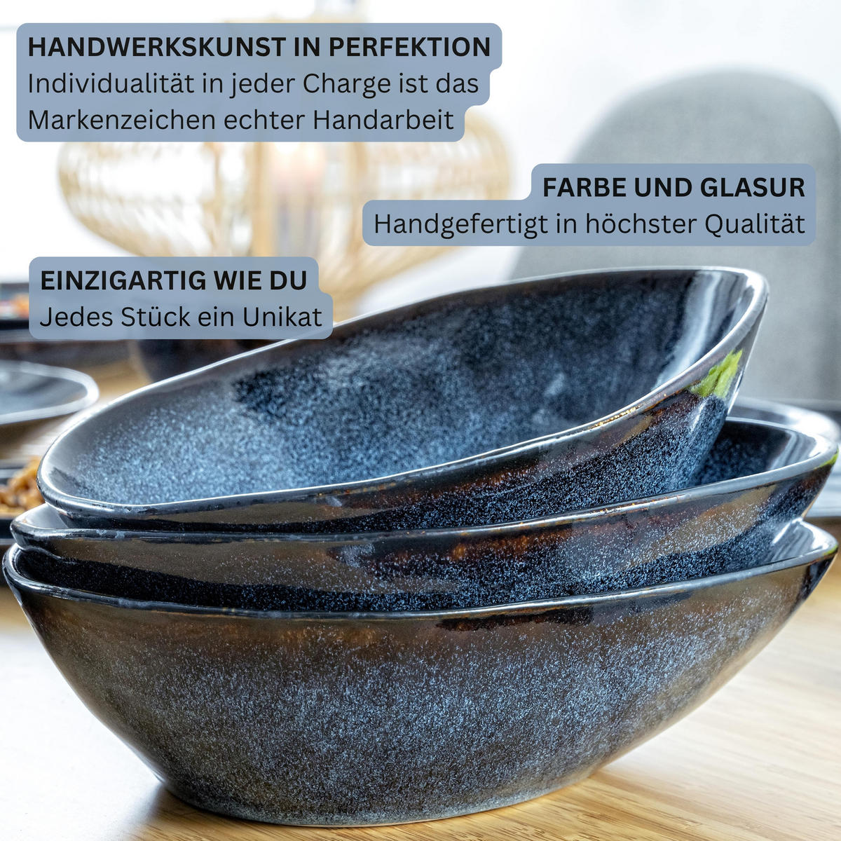 TAFELSERVICE TOKIO - 16 teilig aus Steingut - Dunkelblau, Stein (35.5/35.5/35.5cm) - Sänger