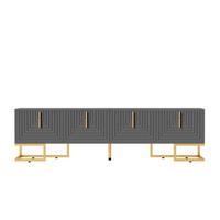 TV-ELEMENT mit 4 Türen 170 cm Grau Schwarz mit goldfarbenen Details - Grau, Holzwerkstoff (40/45.5/170cm) - Beauniv