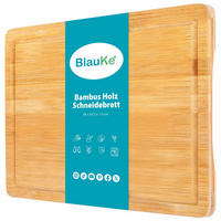 SCHNEIDEBRETT aus Holz mit Saftrille (38x25cm) - Beige, Holz (25.5/38cm) - BlauKe
