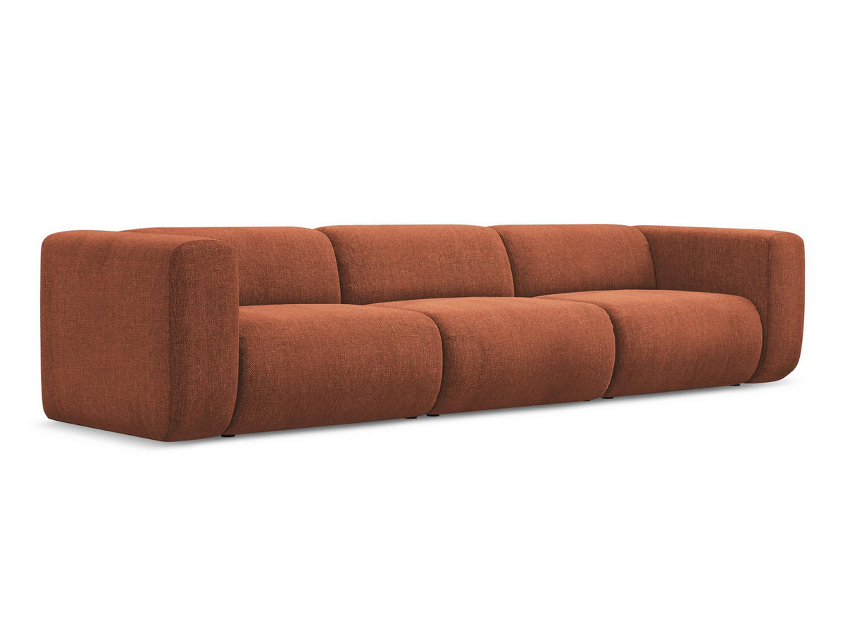4-SITZER-SOFA Chenille Stoff Orange - Terra cotta/Schwarz, Kunststoff/Textil (319/70/89cm) - Makamii