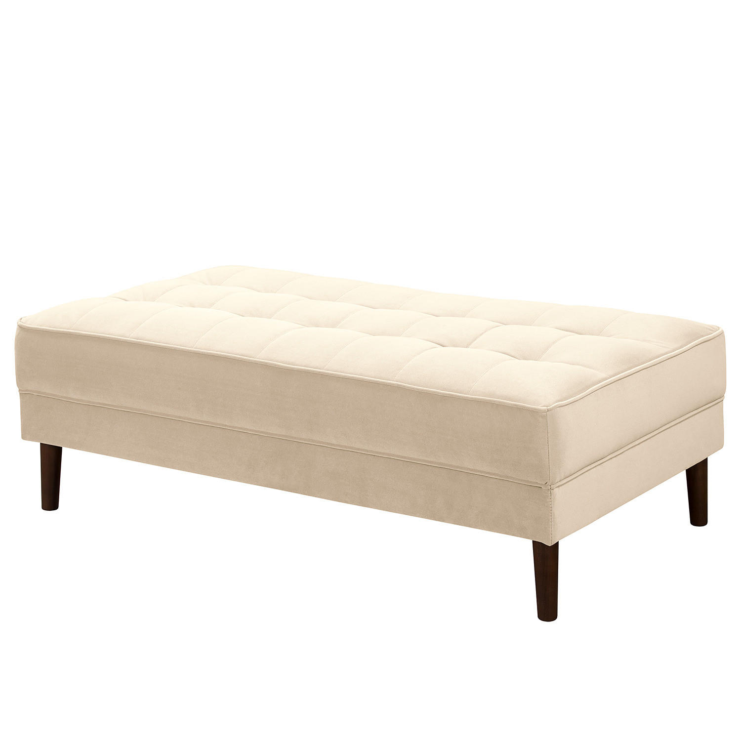 HOCKERBANK - Samt - Creme, Birkenholz/Textil (124/43/69cm) - home24