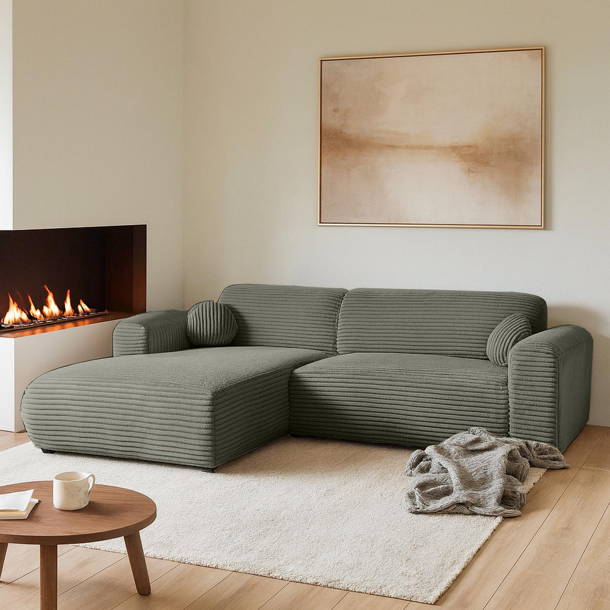 ECKSOFA Puerto, ohne Schlaffunktion, Dunkelgrün, links - Dunkelgrün/Schwarz, Textil (269/170cm) - Beautysofa