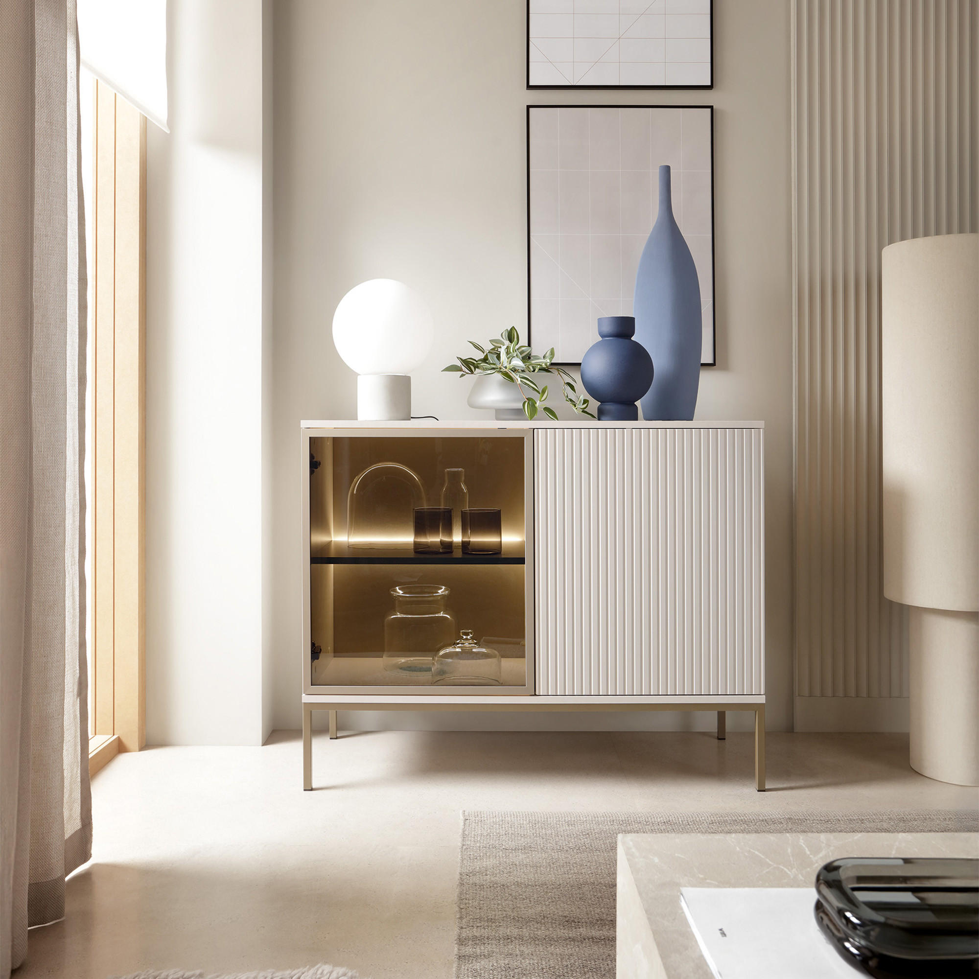 KOMMODE FONTE, Cremefarbig - Creme, Holzwerkstoff (104/83/39cm) - KONSIMO®