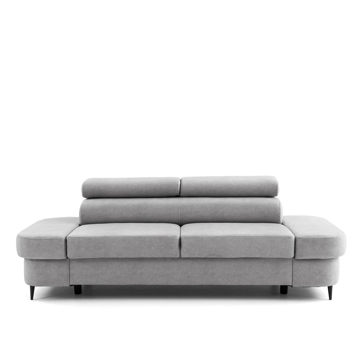 2-SITZER Sofa PRIAM 206 cm Velours Hellgrau - Hellgrau/Schwarz, Holz/Textil (206/95/102cm) - Muffo