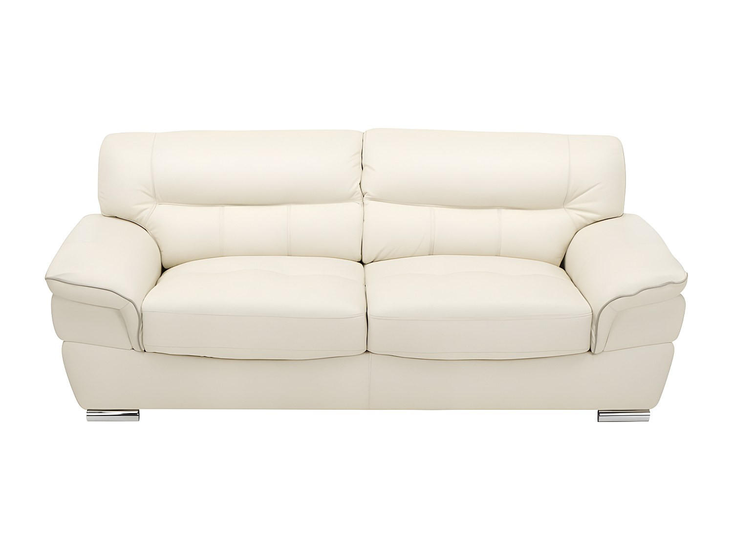 SOFA ohne Schlafmöglichkeit - 3 Personen - Leder - Elfenbeinfarben - - Weiß, Leder (210/87/93cm) - Vente-Unique