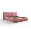 BETT mit Bettkasten und Kopfteil Jodie aus strukturiertem Stoff rosa 180x200cm - Pink, Textil (180/200cm) - Micadoni