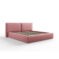 BETT mit Bettkasten und Kopfteil Jodie aus strukturiertem Stoff rosa 180x200cm - Pink, Textil (180/200cm) - Micadoni