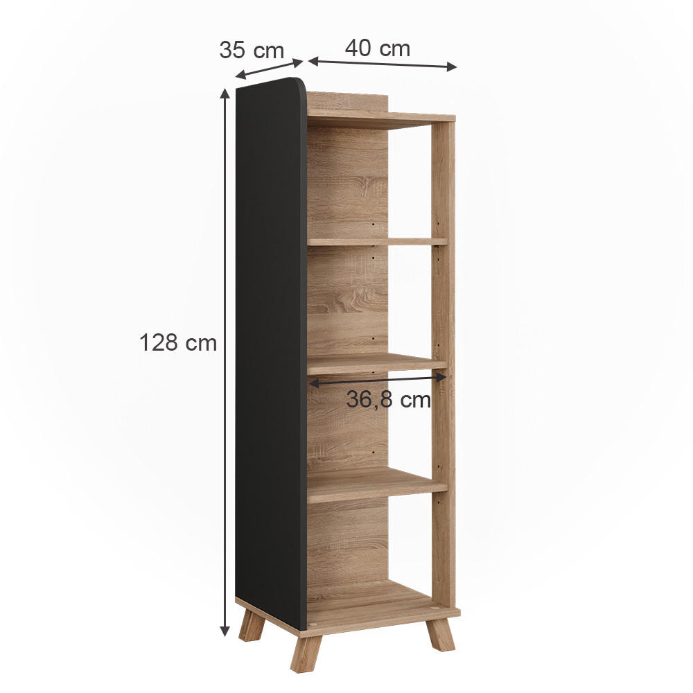 BADREGAL Karen Sonoma/Anthrazit 40 x 128 cm mit 4 Fächern - Anthrazit/Sonoma Eiche, Holzwerkstoff (40/128/35cm) - Vicco