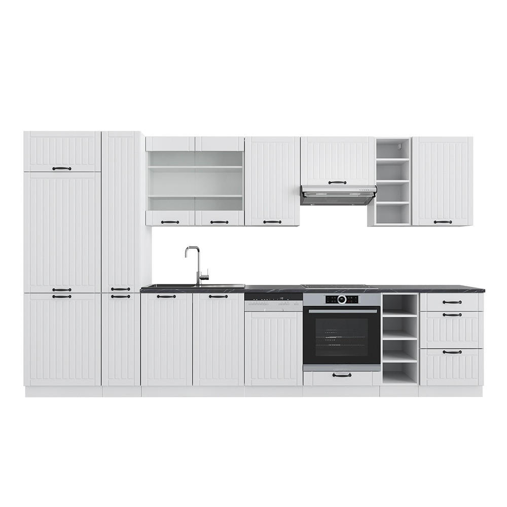 PENTRY Fame-Line White Country House/Vit 355 cm med högskåp, utan bänkskiva - Vit, Träbaserade material (355/206.8/51.6cm) - Vicco