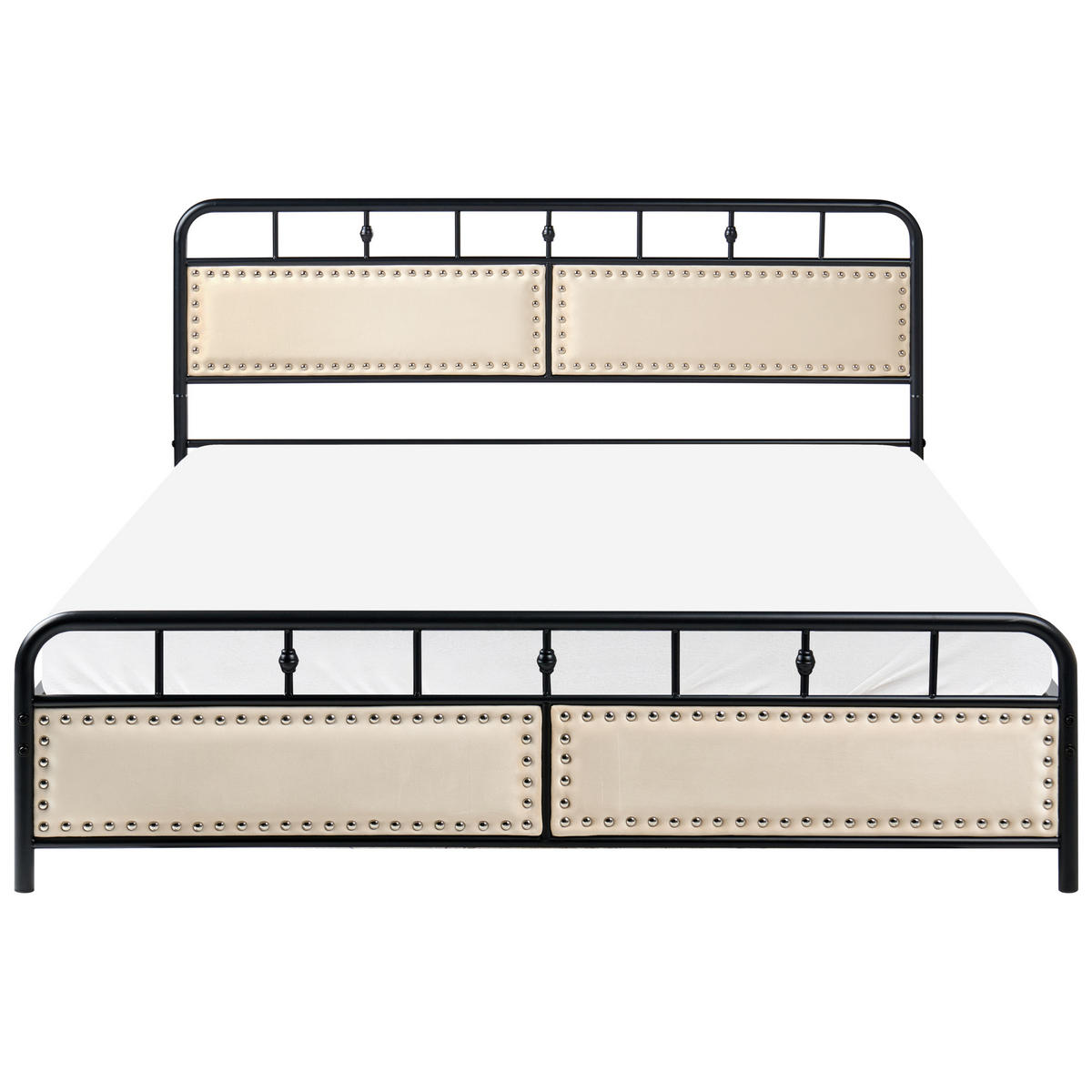 BETT mit Lattenrost 160/200 cm Eisen Schwarz Breuillet - Schwarz, Metall (160/200cm) - Beliani