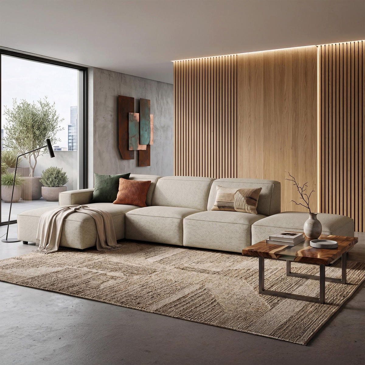 ROHOVÁ pohovka Sellmo, 344 cm - čierna/taupe, textil/plast (350/166cm) - Selsey
