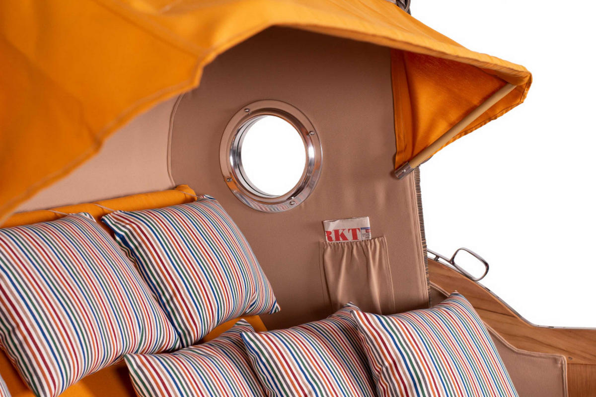 STRANDKORB XXL Düne Grande Teak PE Grey - Gelb/Braun, Metall (170/170/95cm) - Mr. Deko