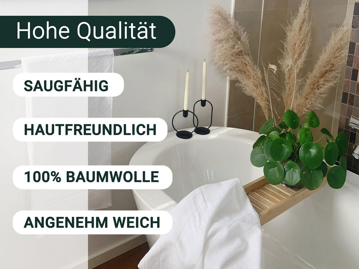 DUSCHTÜCHER, 2er-Set, 70x140 cm, 100% Baumwolle, Weiß - Weiß, Textil (70/140cm) - Zollner