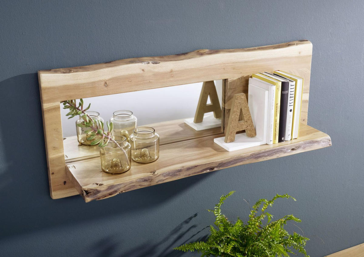 WANDREGAL Akazie 101x22x38 natur lackiert PURE ACACIA #707 - Naturfarben, Holz (101/38/22cm) - Massivmoebel24