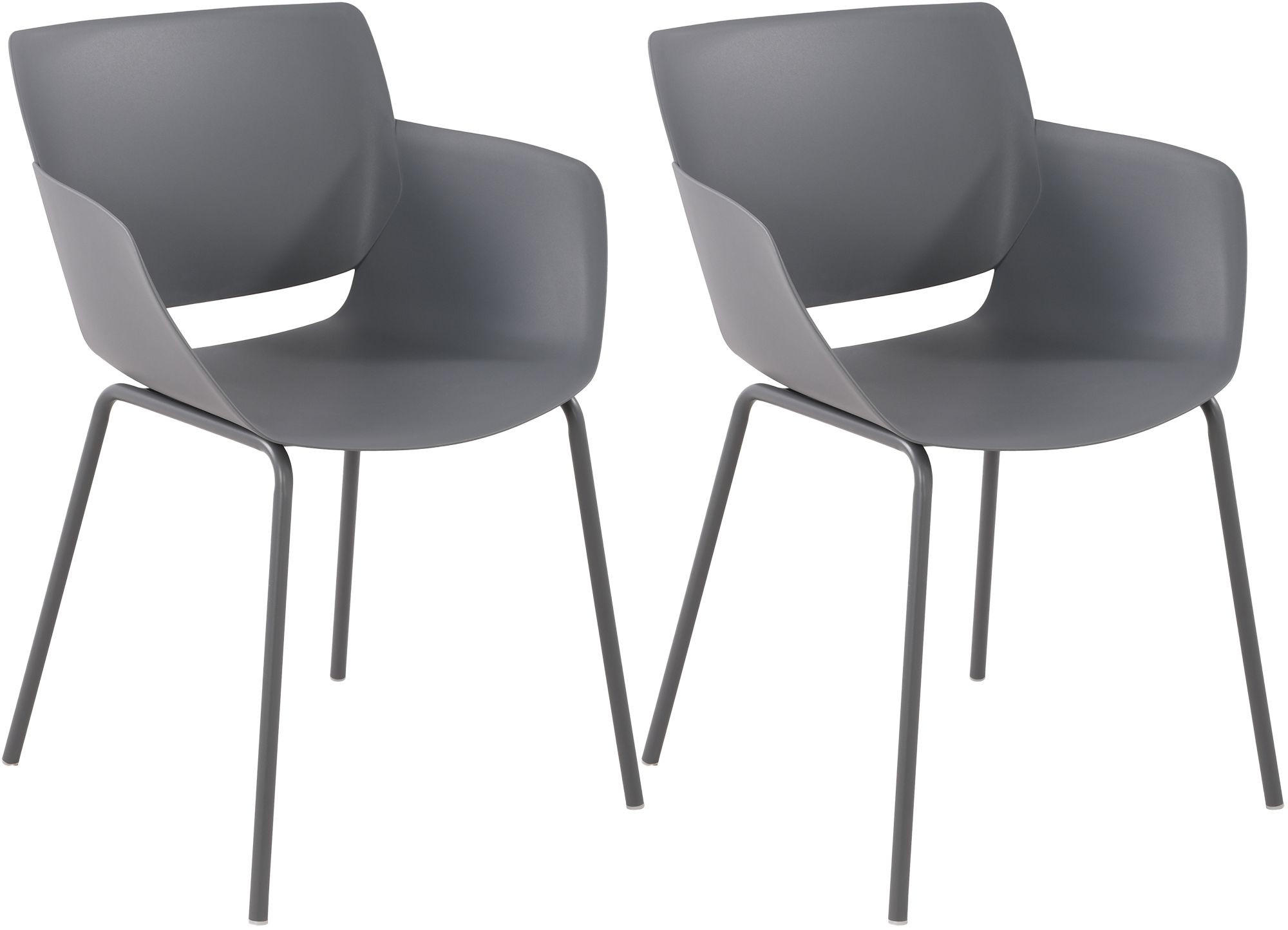 STUHL 2 Kunststoff Dunkelgrau - Dunkelgrau, Kunststoff/Metall (58/80/54cm) - CLP