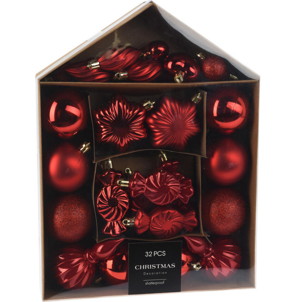 CHRISTBAUMSCHMUCK Set 32-teilig - Rot, Kunststoff (6/32.5/24.5cm) - Home Styling Collection