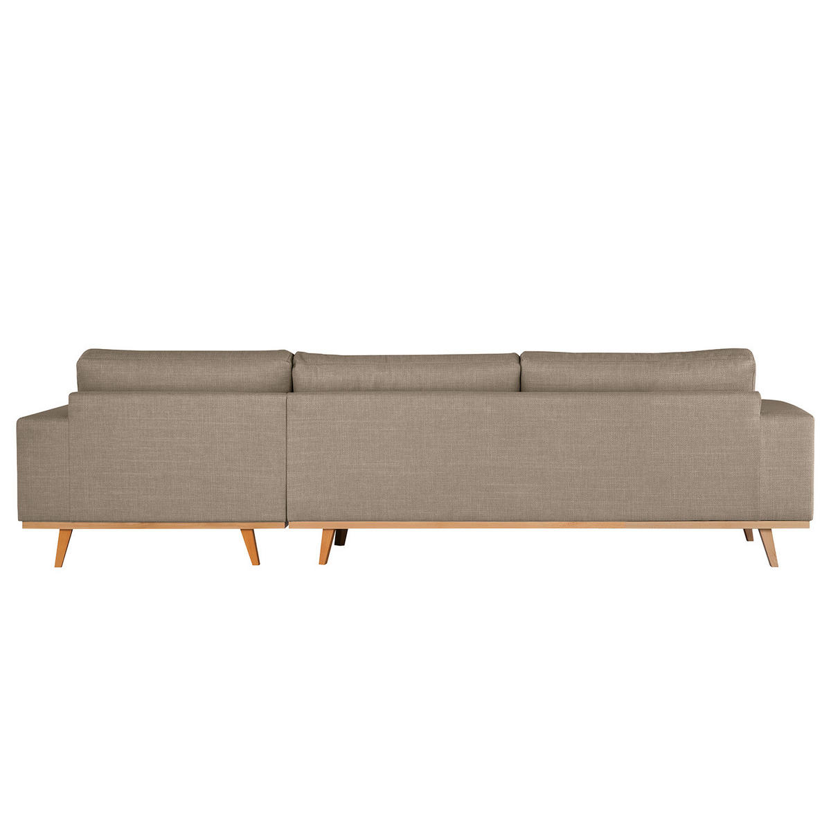 ECKSOFA mit Longchair - Taupe/Buchefarben, Buchenholz/Textil (281/153cm) - home24