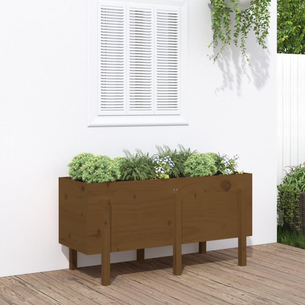 HOCHBEET Honigbraun 121x50x57 cm Massivholz Kiefer - Dunkelbraun, Holz (50/57/121cm) - furnicato