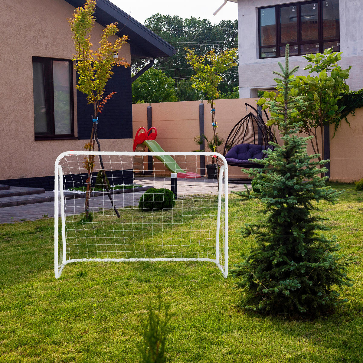 FUSSBALLTOR - Weiß, Kunststoff/Metall (124/61cm) - Relaxdays