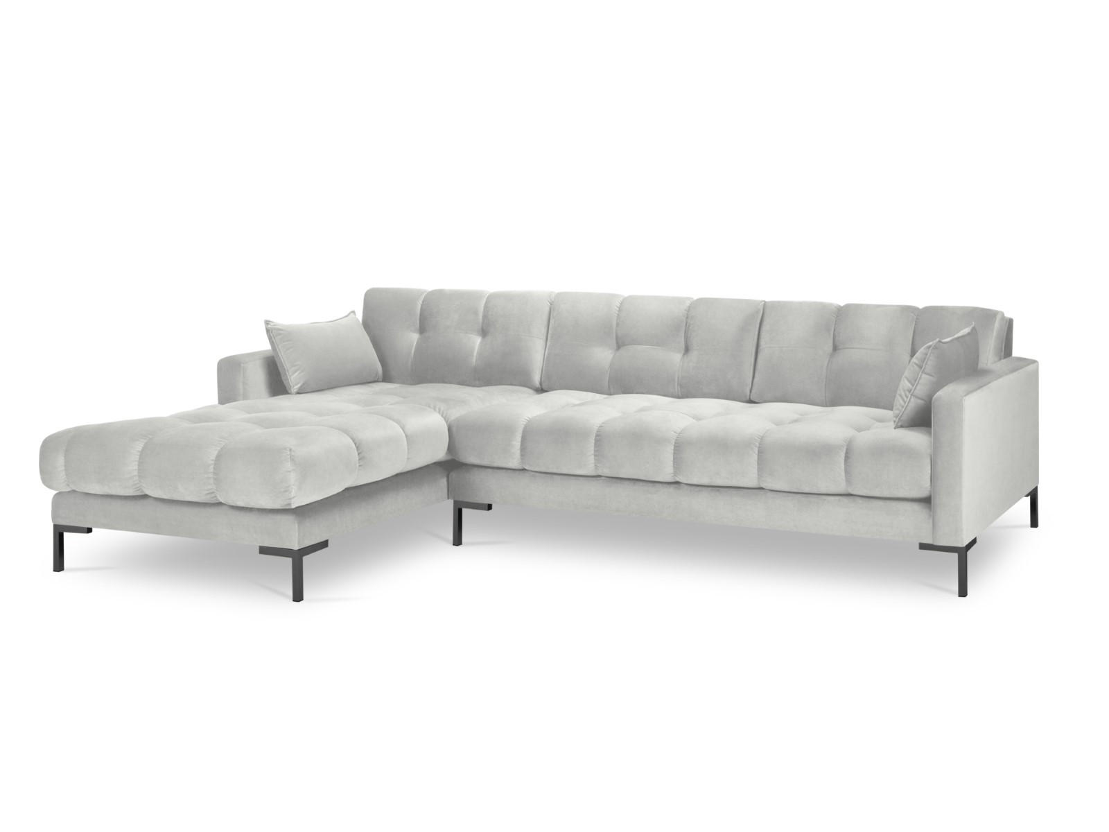 ECKSOFA links Mamaia aus Samt silber 5 Sitzplätze - Silberfarben, Textil (185/293cm) - Micadoni