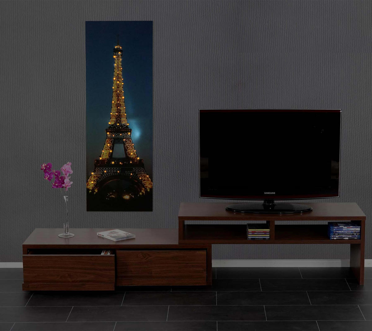 LED-BILD MIT TIMER EIFFELTURM Mehrfarbig - Multicolor, Holz (35/100cm) - Jamb