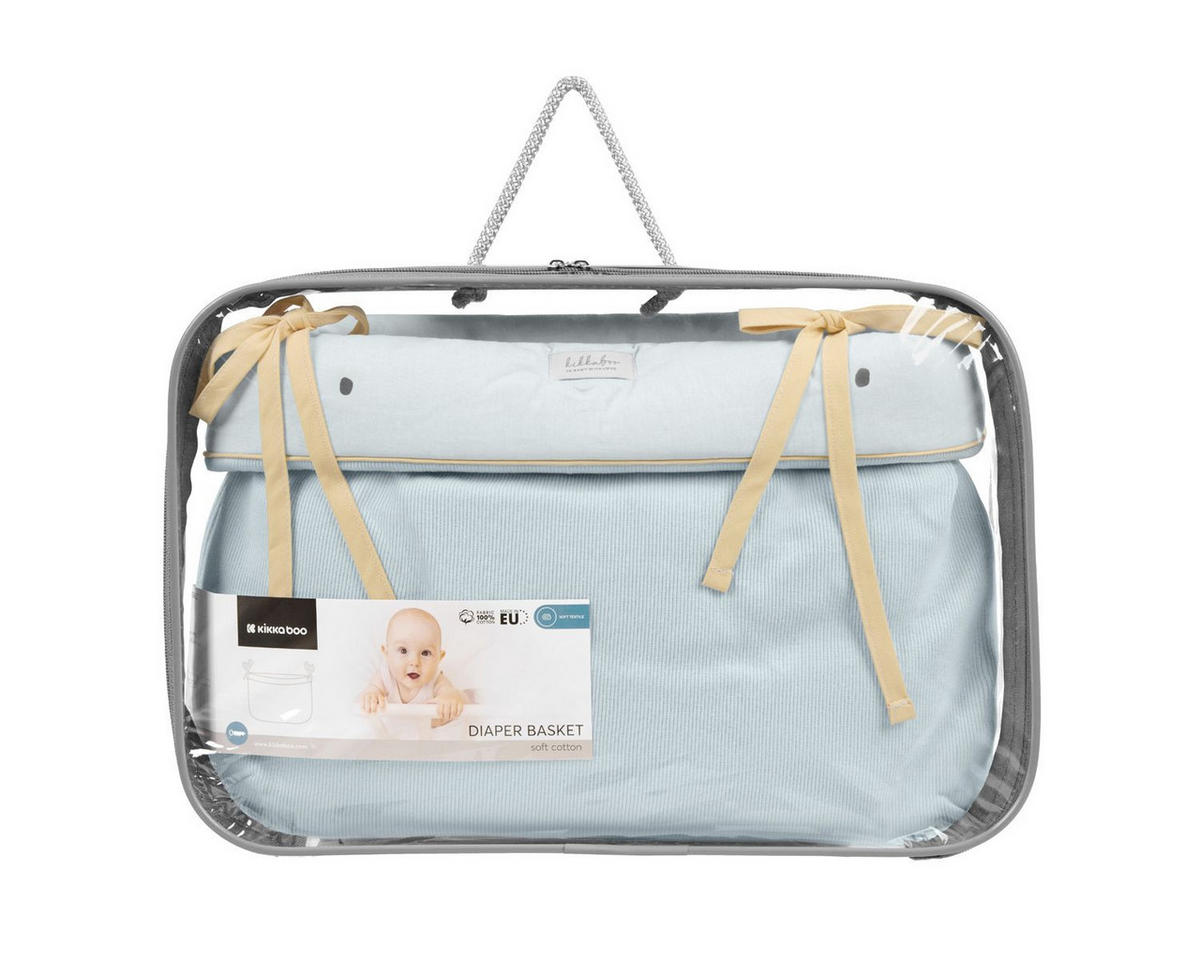 WICKELTASCHE 311080600 blau Baumwolle, Stickereien, Bindebänder, 33 x 23 x 8 cm, Aufbewahrungskorb - Blau, Textil (35/7/42cm) - Kikka boo