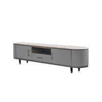 LOWBOARD MARIA Grau Kunstleder - Schwarz/Grau, Kunststoff/Metall (200/45/40cm) - KAWOLA