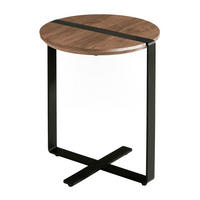 ECKTISCH Runder Nussbaum und schwarzer Stahl Ø50/52 cm - Nussbaumfarben/Walnussfarben, Holz/Holzwerkstoff (50/50/52cm) - ANGEL CERDA