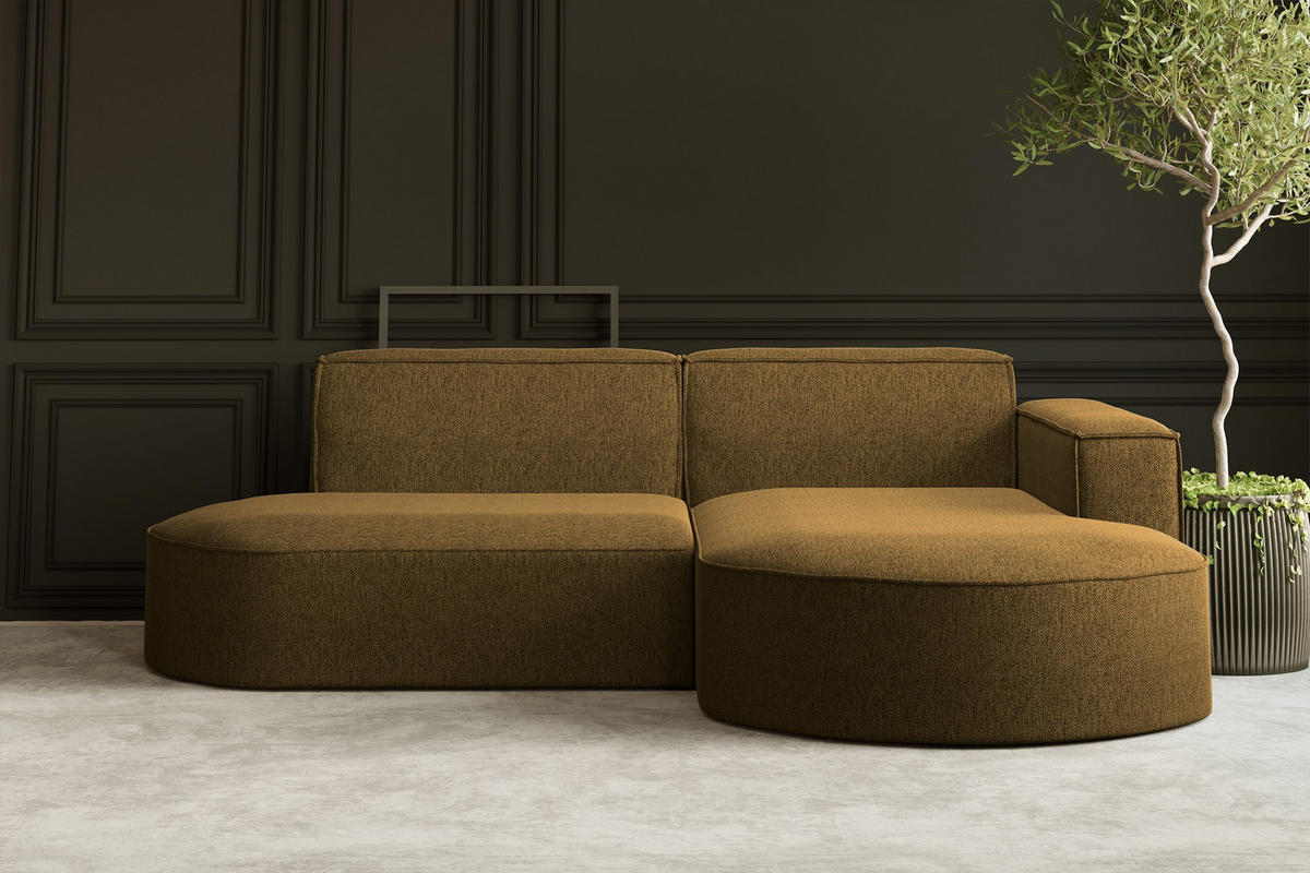 ECKSOFA MODENA L STUDIO Stoff Verita Hellbraun Rechts - Hellbraun, Holz (236/165cm) - Kaiser Möbel
