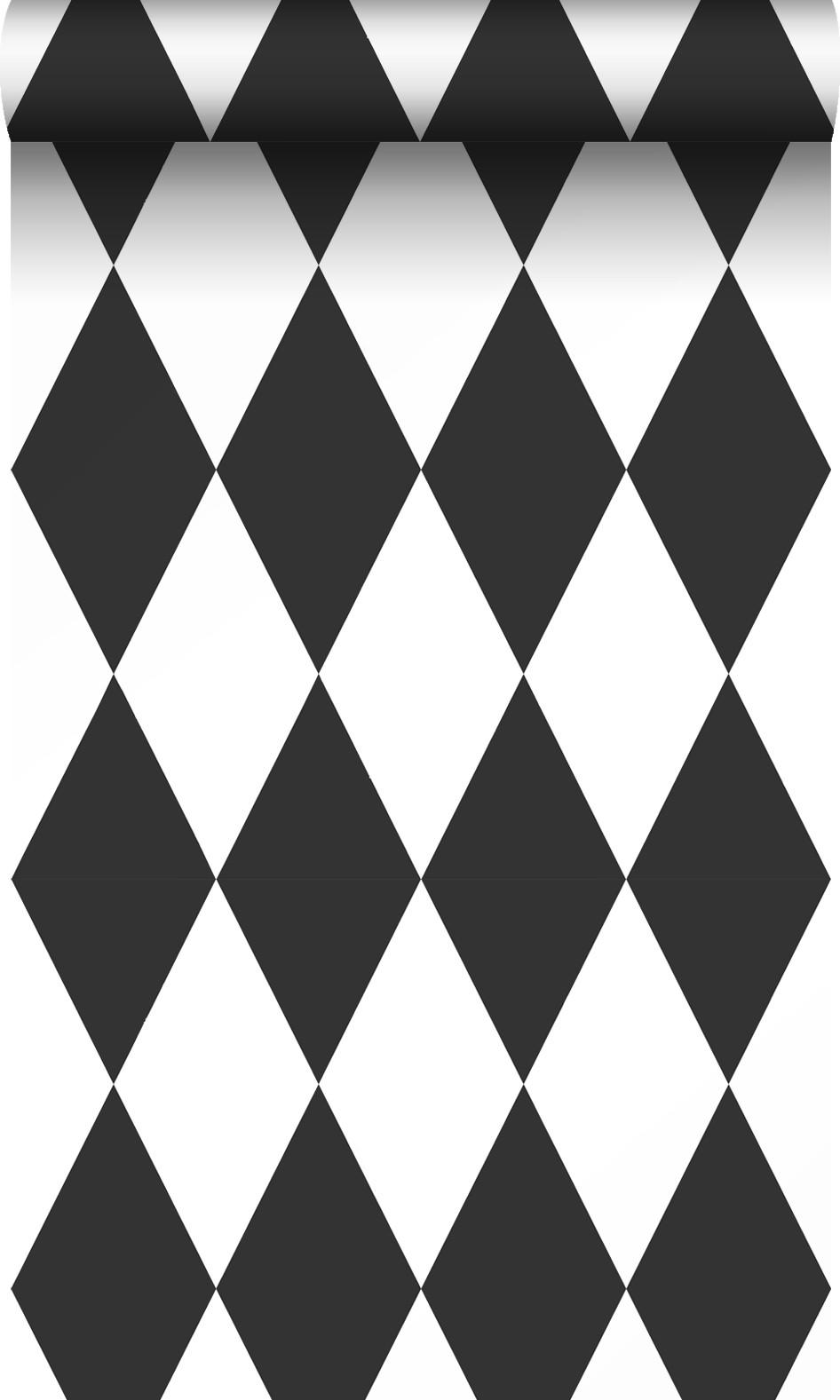 TAPETE Karomuster 53 cm x 10.05 m - Schwarz, Papier (53/0.1cm) - Origin Wallcoverings