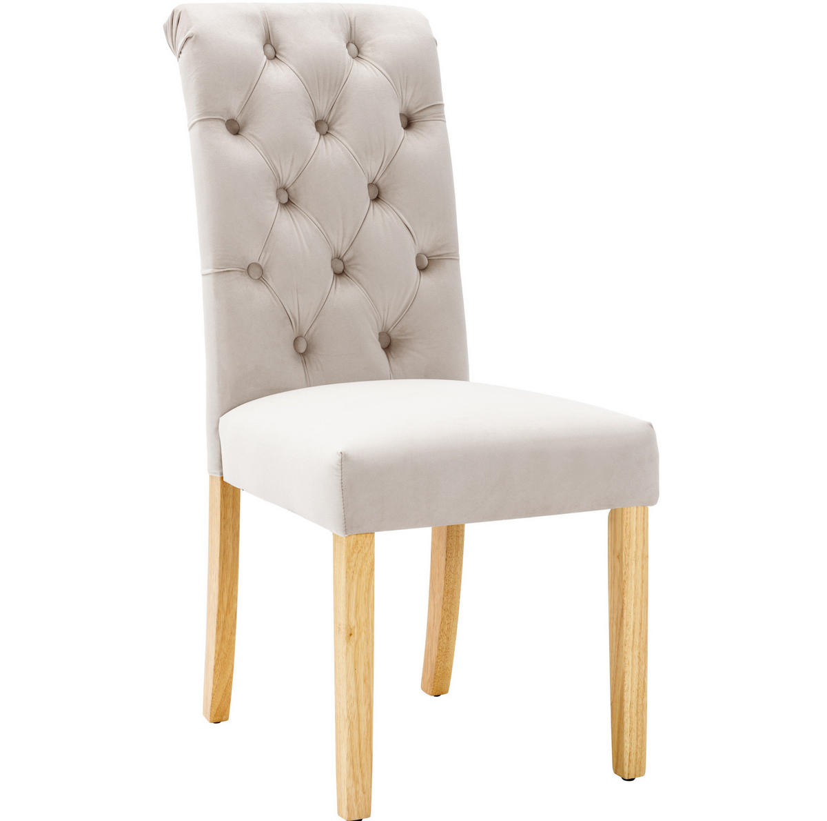 ESSZIMMERSTUHL 4er-Set Samt Beige mit Eichenbeinen - Beige, Holz (43/100/63.1cm) - Meubliv