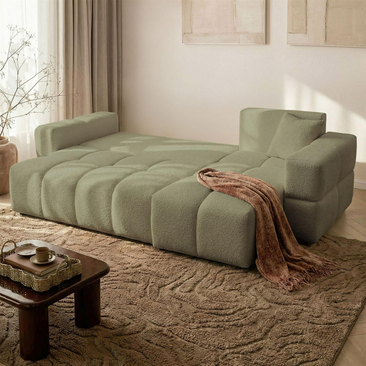 ECKSOFA Denise Mit Schlaffunktion - Grün, Holzwerkstoff/Textil (148/250cm) - Fun Möbel