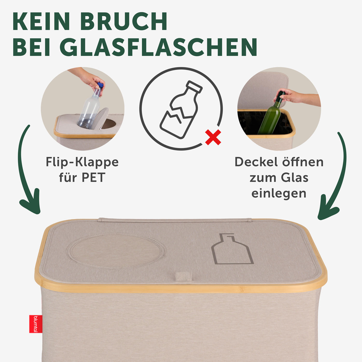 PFANDFLASCHEN-SAMMELBEHÄLTER 150L Beige (2 Fächer) - Beige, Kunststoff (37/4/57cm) - Blumtal